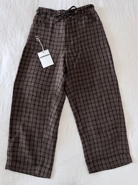 Cordera Linen Relaxed Checkered Pants